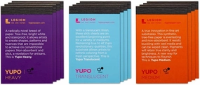 Legion Mini Pad 2.5 x 3.75 Inch, Waterproof and Stain-Resistant Sampler Set of 12 Yupo Artist Pads Containing 4 Pads Each of Yupo Medium, Yupo Heavy, and Yupo Translucent