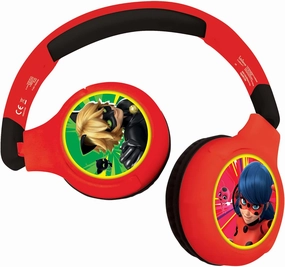 Lexibook, Miraculous Ladybug Cat Noir, 2-in-1 Bluetooth Headphones for Kids - Stereo Wireless Wired, Kids Safe, Foldable, Adjustable, HPBT010MI