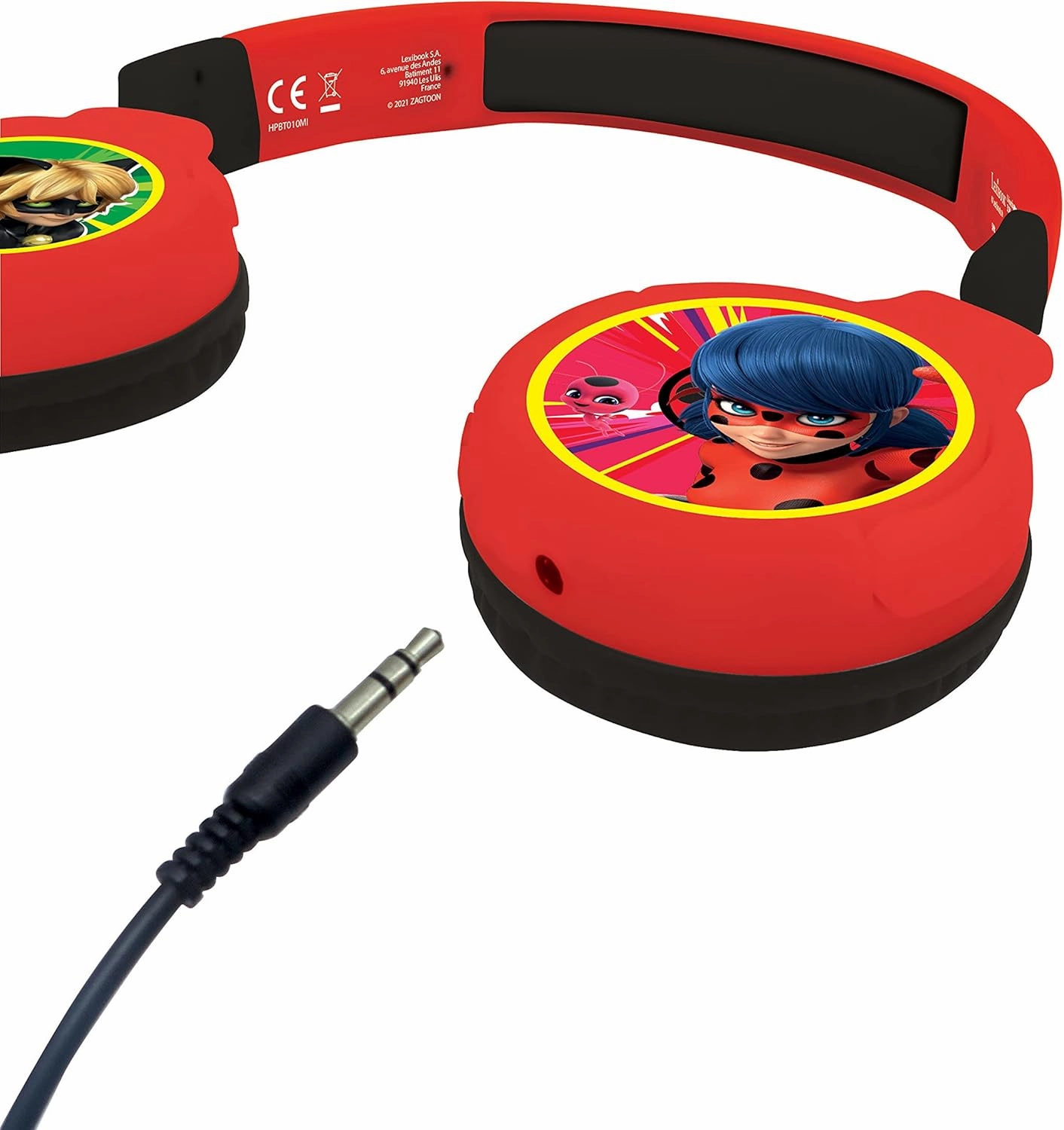 Lexibook, Miraculous Ladybug Cat Noir, 2-in-1 Bluetooth Headphones for Kids - Stereo Wireless Wired, Kids Safe, Foldable, Adjustable, HPBT010MI