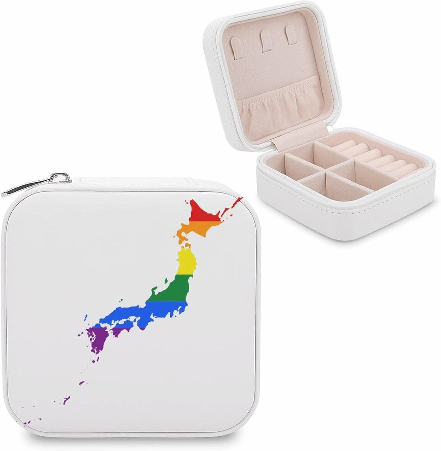 LGBT Flag Map of Japan Mini Jewelry Box Organizer Case Travel Earrings Rings Necklace and Small Items Holder Boxes Storage