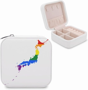 LGBT Flag Map of Japan Mini Jewelry Box Organizer Case Travel Earrings Rings Necklace and Small Items Holder Boxes Storage