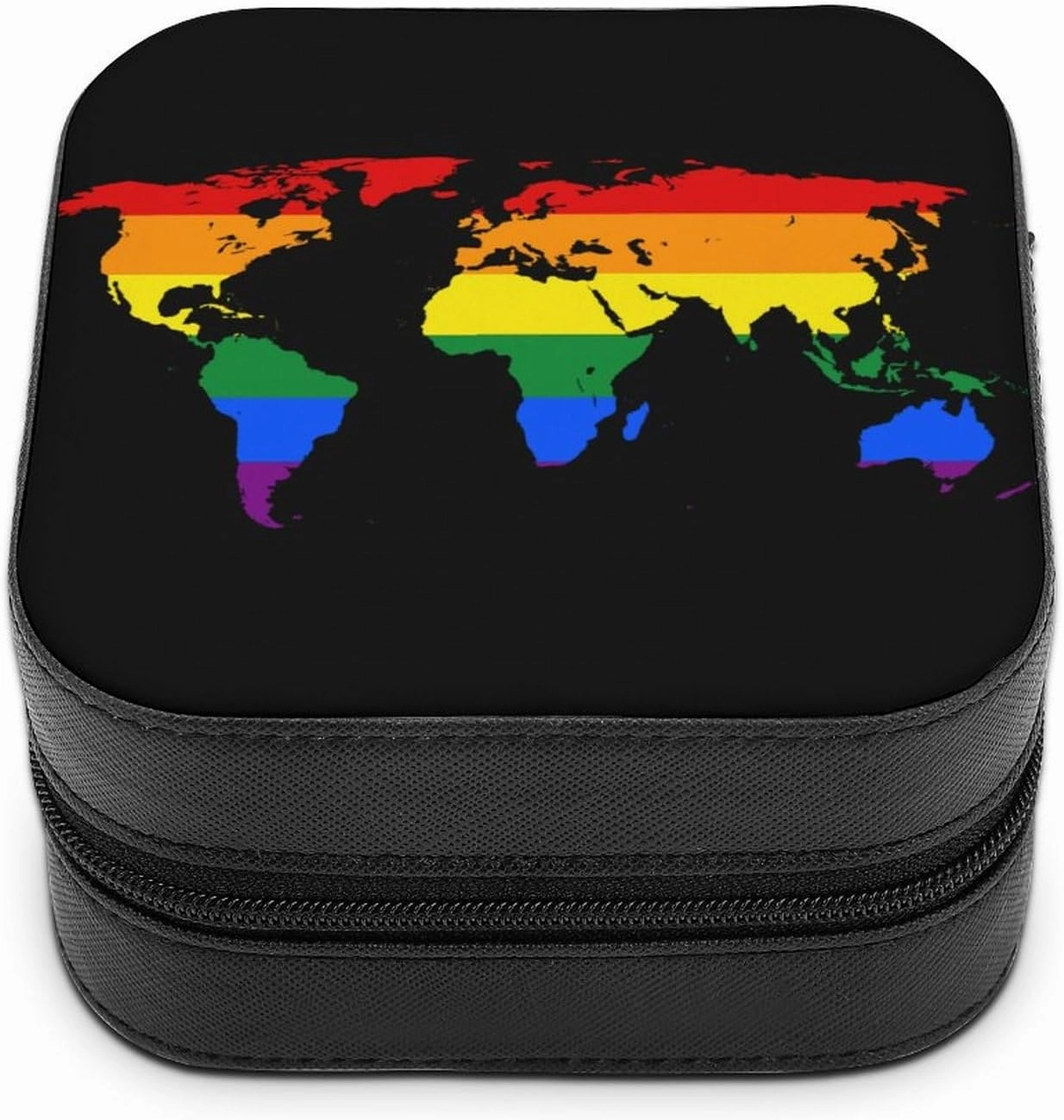 LGBTQ Gay Rainbow World Map Custom Jewelry Case for Women Travel Holder Organizer Box for Rings Earrings Necklaces Gifts