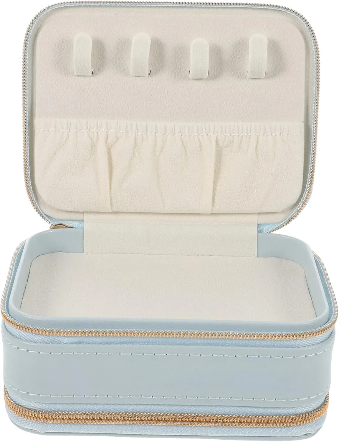 LIFKOME Box Necklace Jewelry Large Case Storage Holder Velvet Rings Flannel Sky-blue