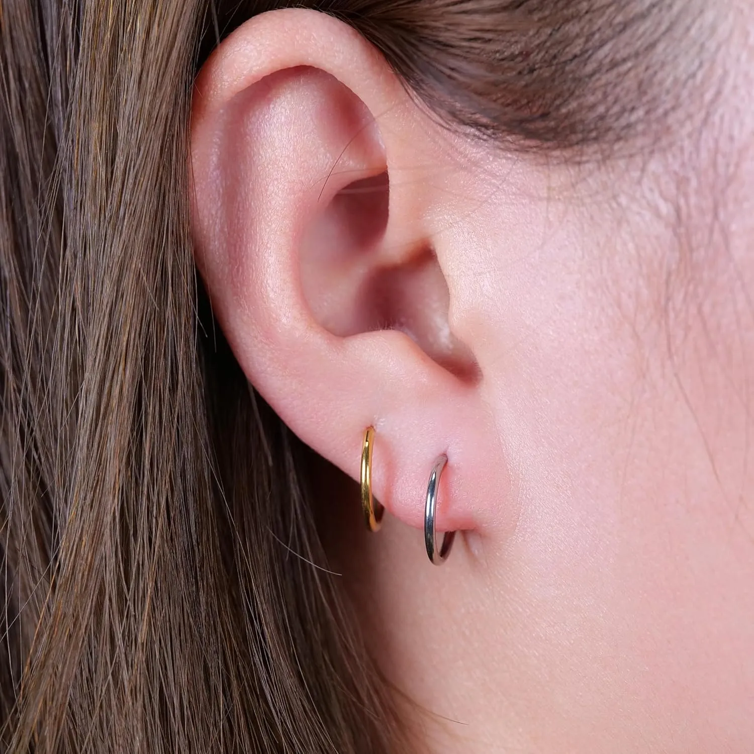 Limerencia G23 Titanium Slim Huggie Hoop Earrings, Hypoallergenic F136 Implant Grade Pure Titanium for Sensitive Ears