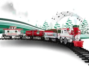 Lionel Battery-Operated Winter Wonderland Express Toy Train Set with Locomotive, Train Cars, Track & Remote with Authentic Train Sounds, Steam & Lights for Kids 4 