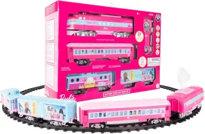Lionel Mattel Barbie Battery O Gauge Toy Train Set with Remote, Locomotive, Train Cars, & Track with Authentic Train Sounds, Lights, & Water Vapor Smoke Effects for Kids 4 