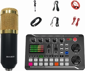 Live Sound Card, Audio Mixer With Dj Mixer Effects & Voice Changer, F998 Live Sound Card Audio Mixer, Dj Mixer for Beginners Live Streaming, Podcasting, Content Create, Gaming (BlackB)