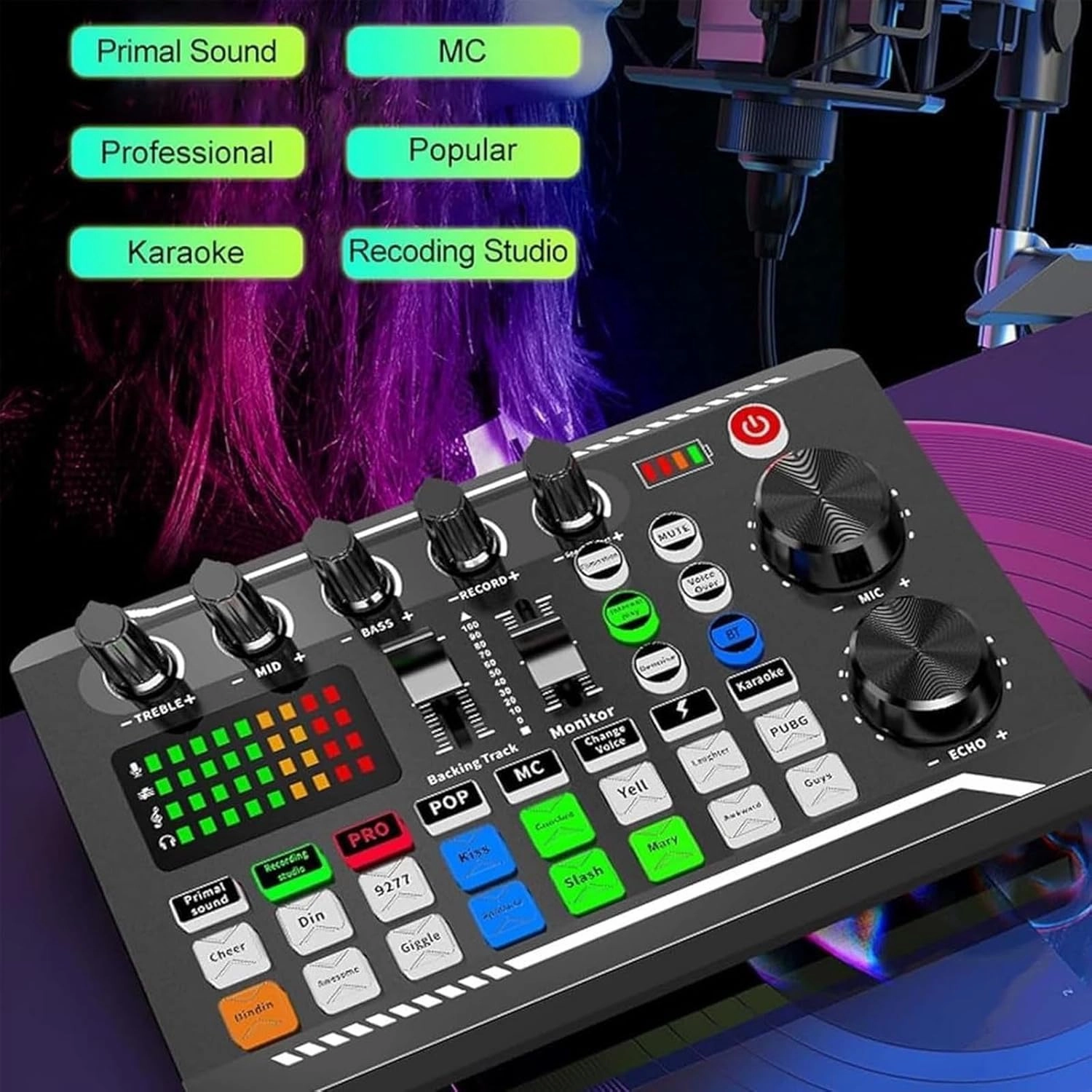 Live Sound Card, Audio Mixer With Dj Mixer Effects & Voice Changer, F998 Live Sound Card Audio Mixer, Dj Mixer for Beginners Live Streaming, Podcasting, Content Create, Gaming (BlackB)