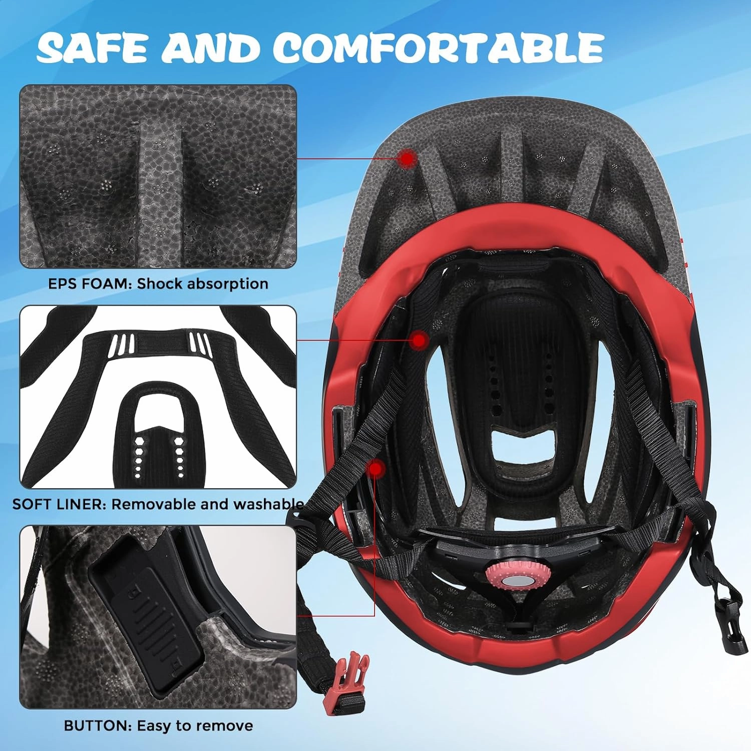 Lixada Kids Cycling Helmet Detachable Full Face Helmet Adjustable Cycling Helmet for Children Bicycle, Skateboard, Scooter, Protective Gear (20.5-22 Inches)
