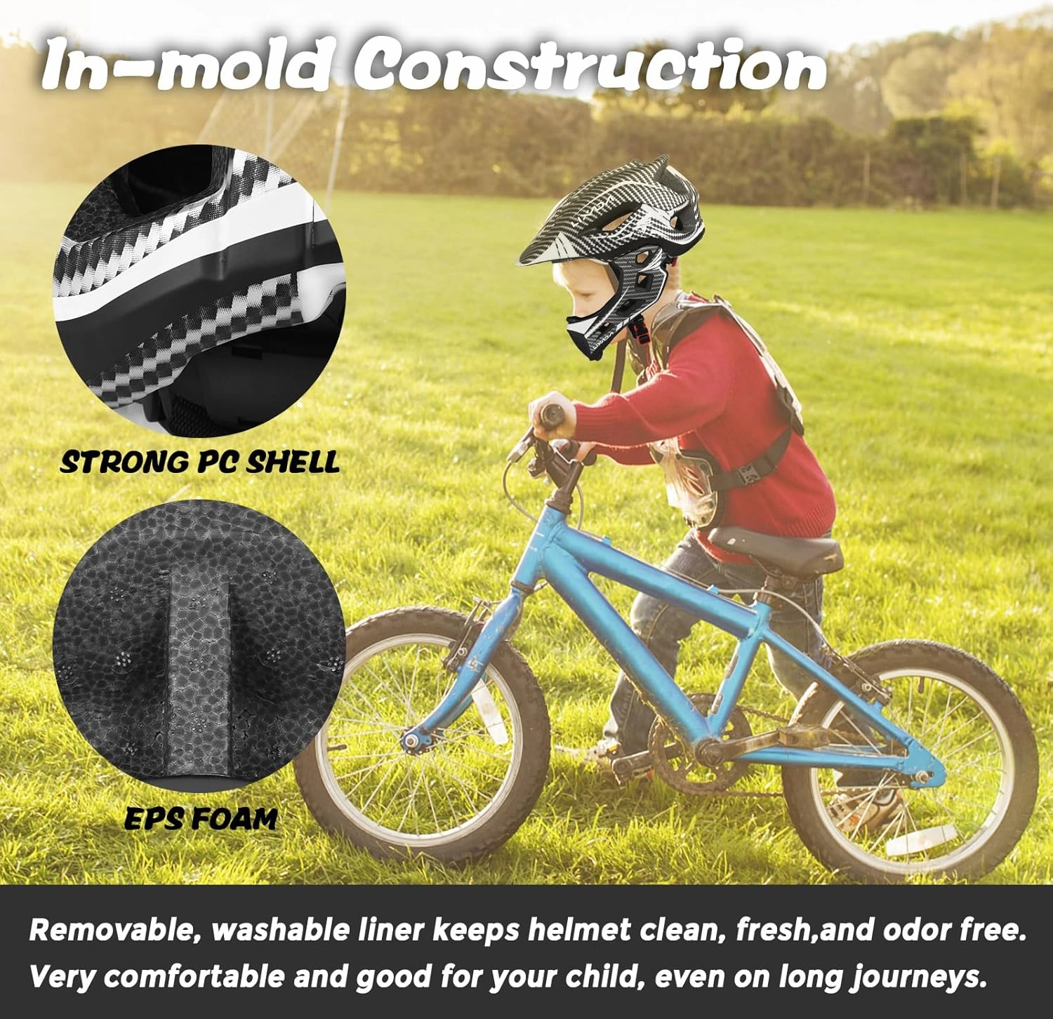 Lixada Kids Cycling Helmet Detachable Full Face Helmet Adjustable Cycling Helmet for Children Bicycle, Skateboard, Scooter, Protective Gear (20.5-22 Inches)