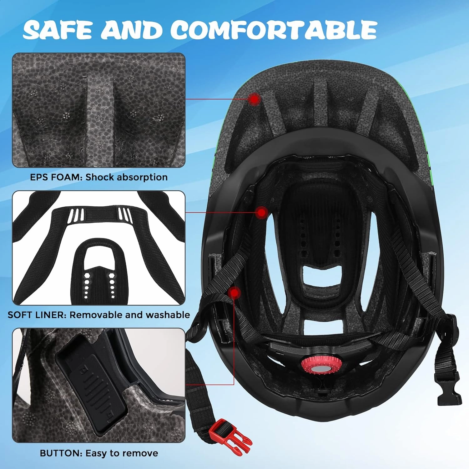 Lixada Kids Cycling Helmet Detachable Full Face Helmet Adjustable Cycling Helmet for Children Bicycle, Skateboard, Scooter, Protective Gear (20.5-22 Inches)