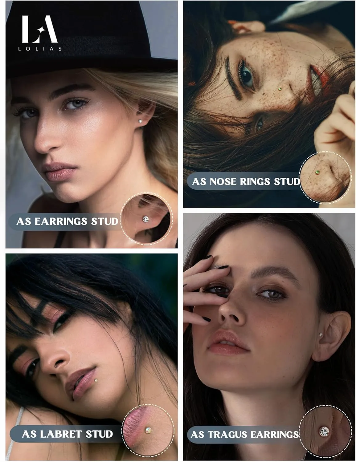 LOLIAS 𝟖𝟎-𝟏𝟔𝟎𝐏𝐜𝐬 Nose Rings Studs for Women Men - Straight or L Shaped Surgical Stainless Steel Small Nose Studs Pin - Hypoallergenic 20G 22G Tiny Nose Piercing Jewelry 1.5/2/2.5/3 mm CZ