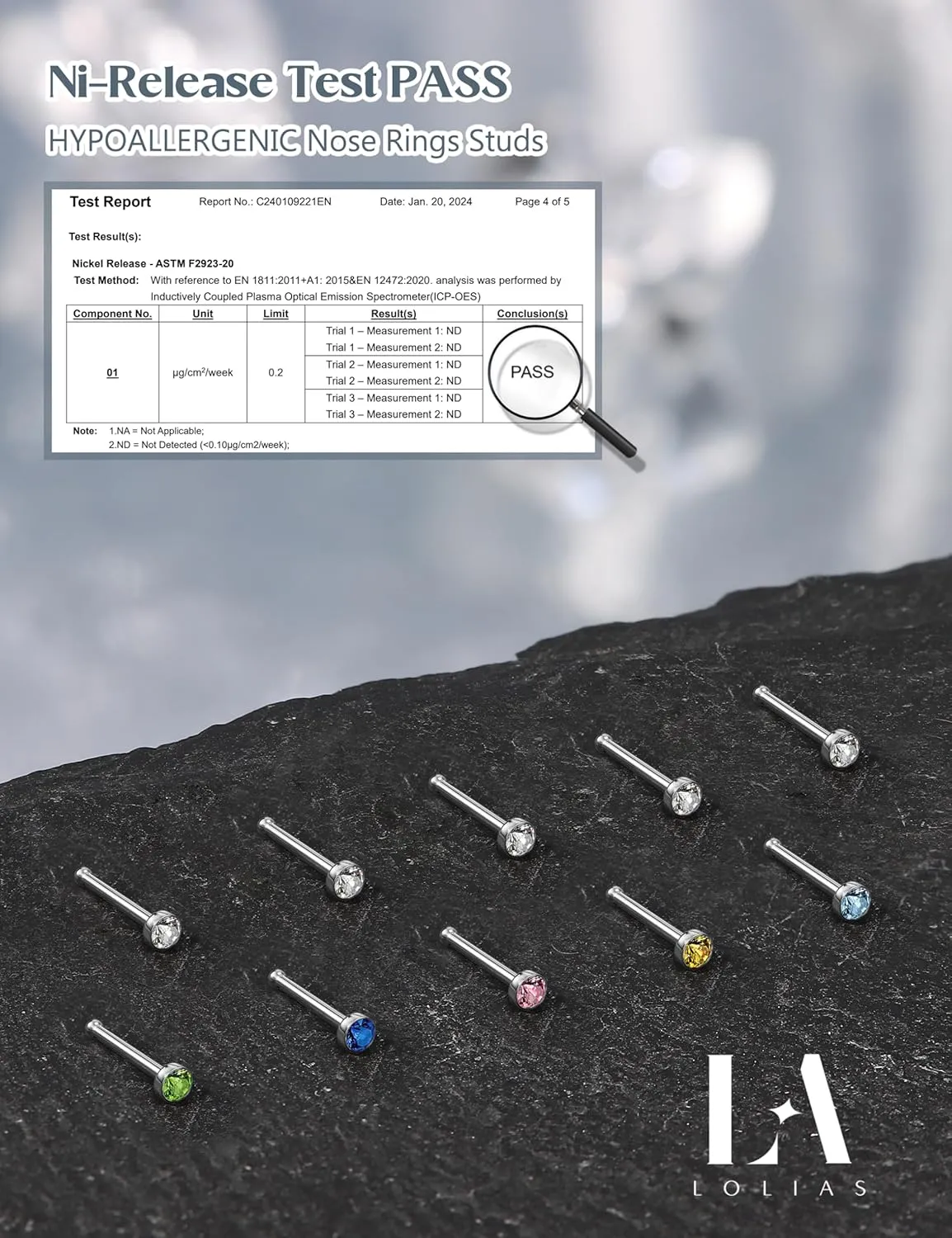 LOLIAS 𝟖𝟎-𝟏𝟔𝟎𝐏𝐜𝐬 Nose Rings Studs for Women Men - Straight or L Shaped Surgical Stainless Steel Small Nose Studs Pin - Hypoallergenic 20G 22G Tiny Nose Piercing Jewelry 1.5/2/2.5/3 mm CZ