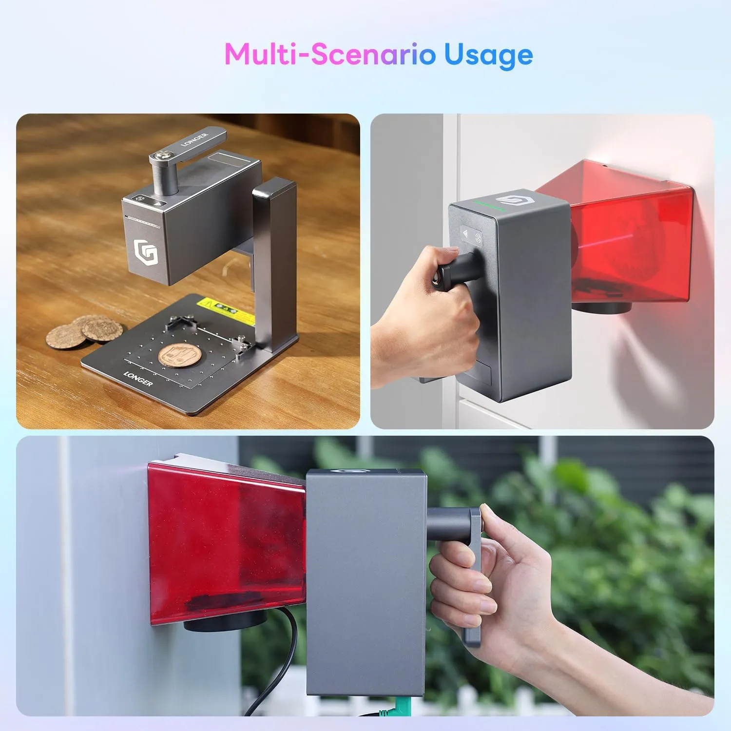 Longer Nano Portable Laser Engraver Pairs Perfectly with The Rotary Extender, Easily Engraving Irregular Objects. Combined with The Nano Sliding Extender, The Engraving Area expands to 120x330 mm.