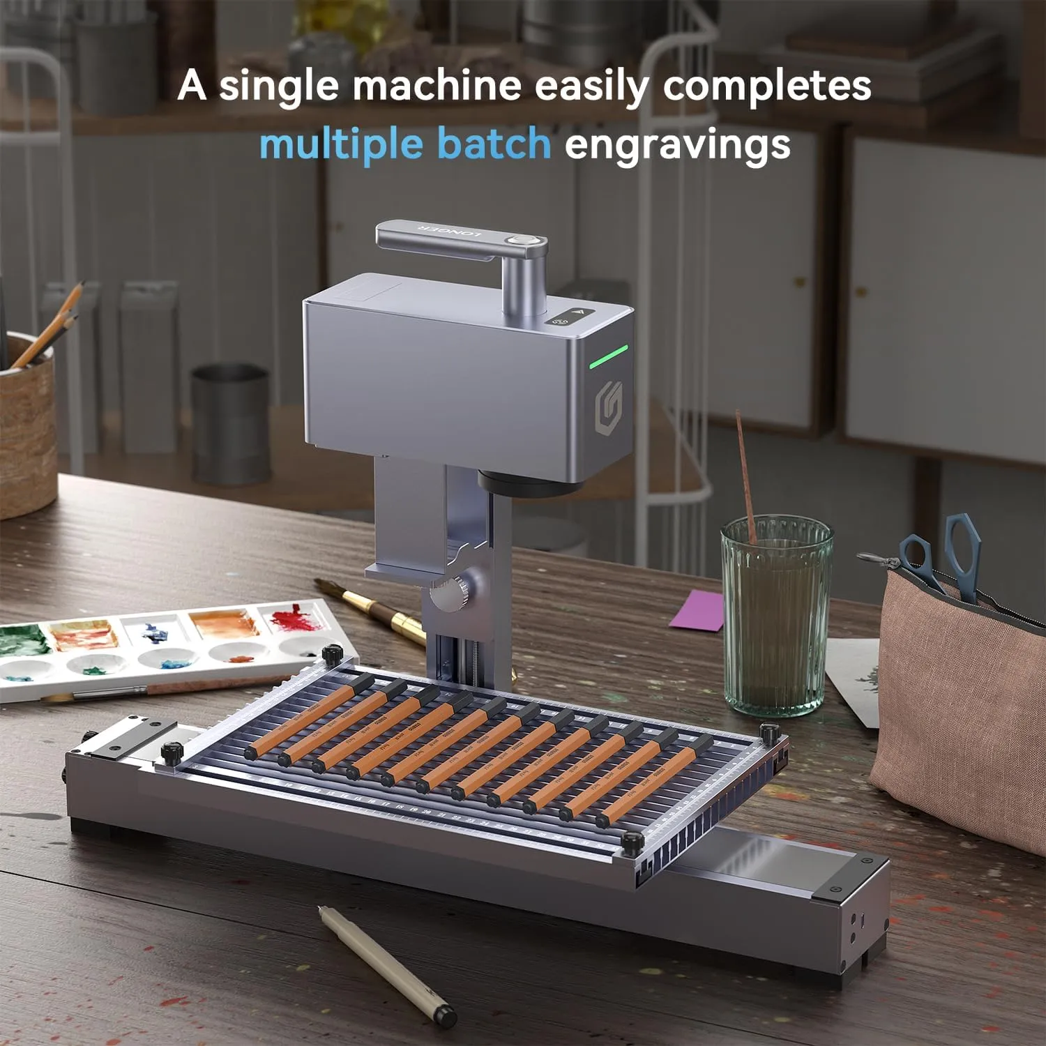 Longer Nano Portable Laser Engraver Pairs Perfectly with The Rotary Extender, Easily Engraving Irregular Objects. Combined with The Nano Sliding Extender, The Engraving Area expands to 120x330 mm.