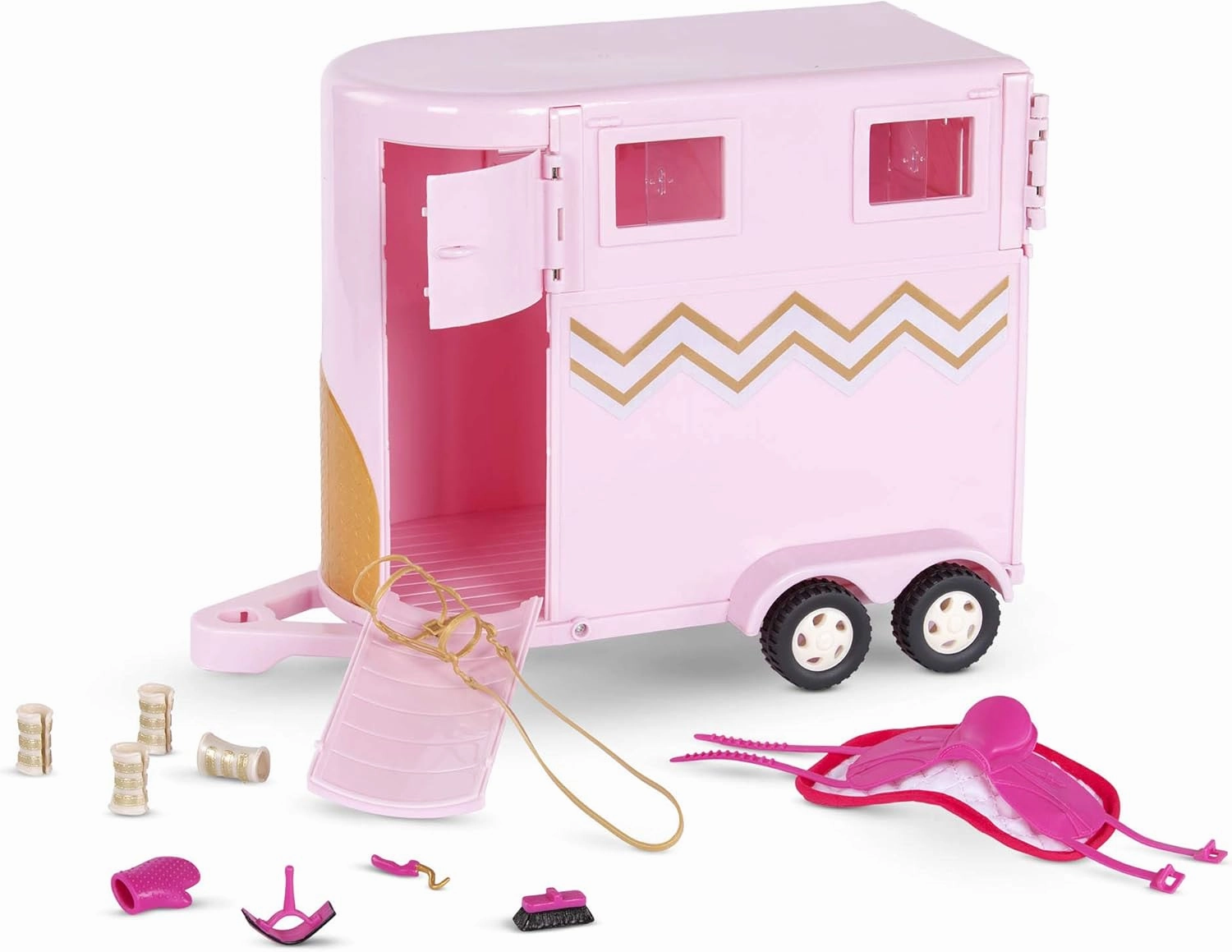 Lori Dolls – Hoofing It – Horse Trailer – Play Set for 6-inch Horses & Mini Dolls – Horse Accessories – Saddle, Bridle, Brush & More – 3 Years  