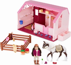Lori Dolls – Philippa’s Horse & Stable Set – Mini Doll, Toy Horse & Stable – 6-inch Horseback Riding Doll, Barn & Accessories – Playset with Working Lights & Water Feature – 3 Years  