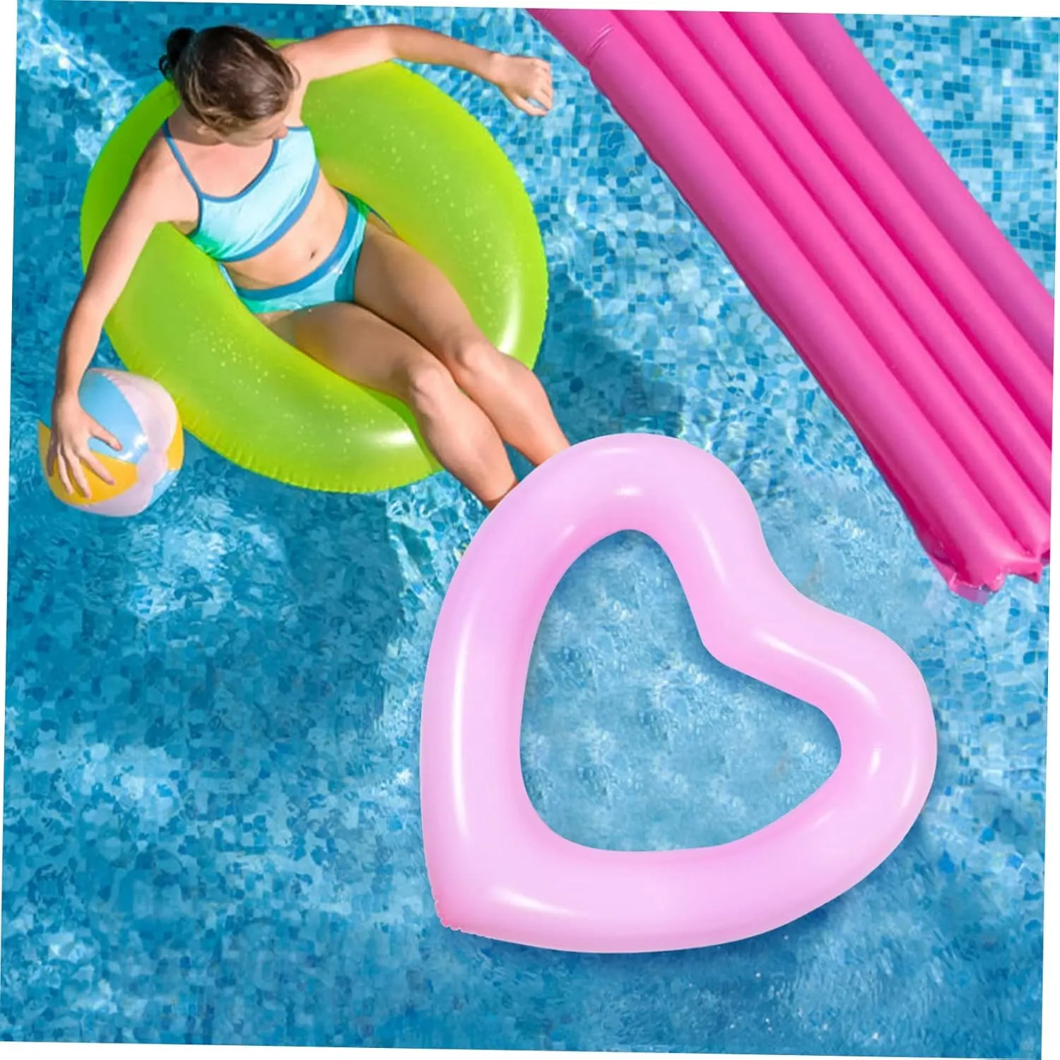 Love Swimming Ring Beach Party Beach Party Supply Heart Shape Swim Ring Pool Floats Inflatable