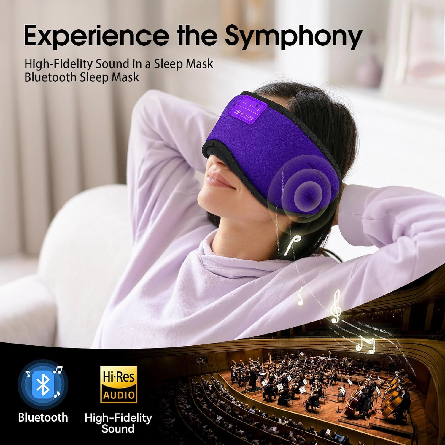 LOVE EYE Sleep Headphones Bluetooth 5.4 Sleeping Eye Mask Wireless Music Earphones with HD Speakers for Side Sleepers Total Blackout Cotton Mask for Travel, Home, Office, Unique Gifts