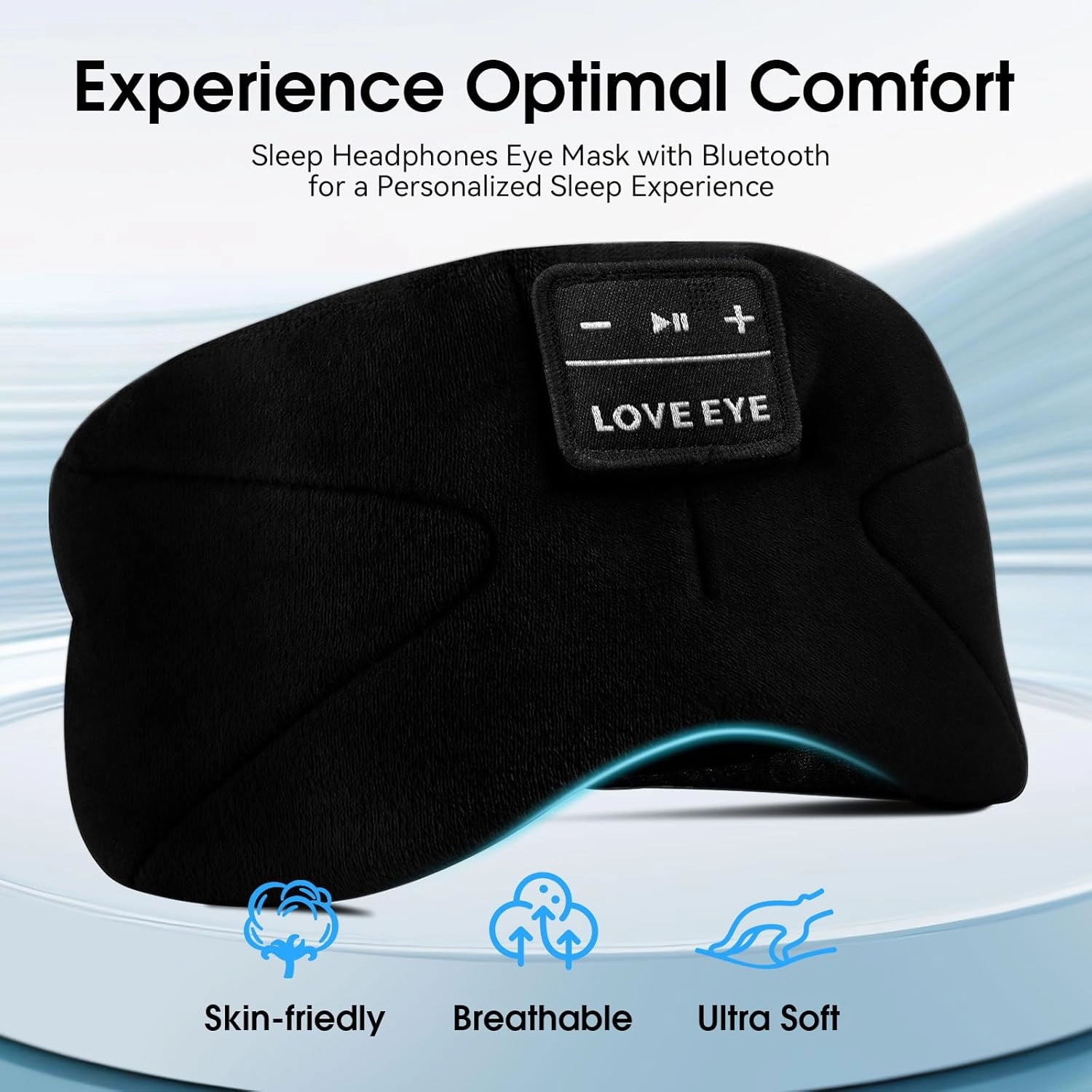 LOVE EYE Sleep Headphones Bluetooth 5.4 Sleeping Eye Mask Wireless Music Earphones with HD Speakers for Side Sleepers Total Blackout Cotton Mask for Travel, Home, Office, Unique Gifts