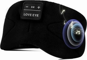 LOVE EYE Sleep Headphones Bluetooth 5.4 Sleeping Eye Mask Wireless Music Earphones with HD Speakers for Side Sleepers Total Blackout Cotton Mask for Travel, Home, Office, Unique Gifts