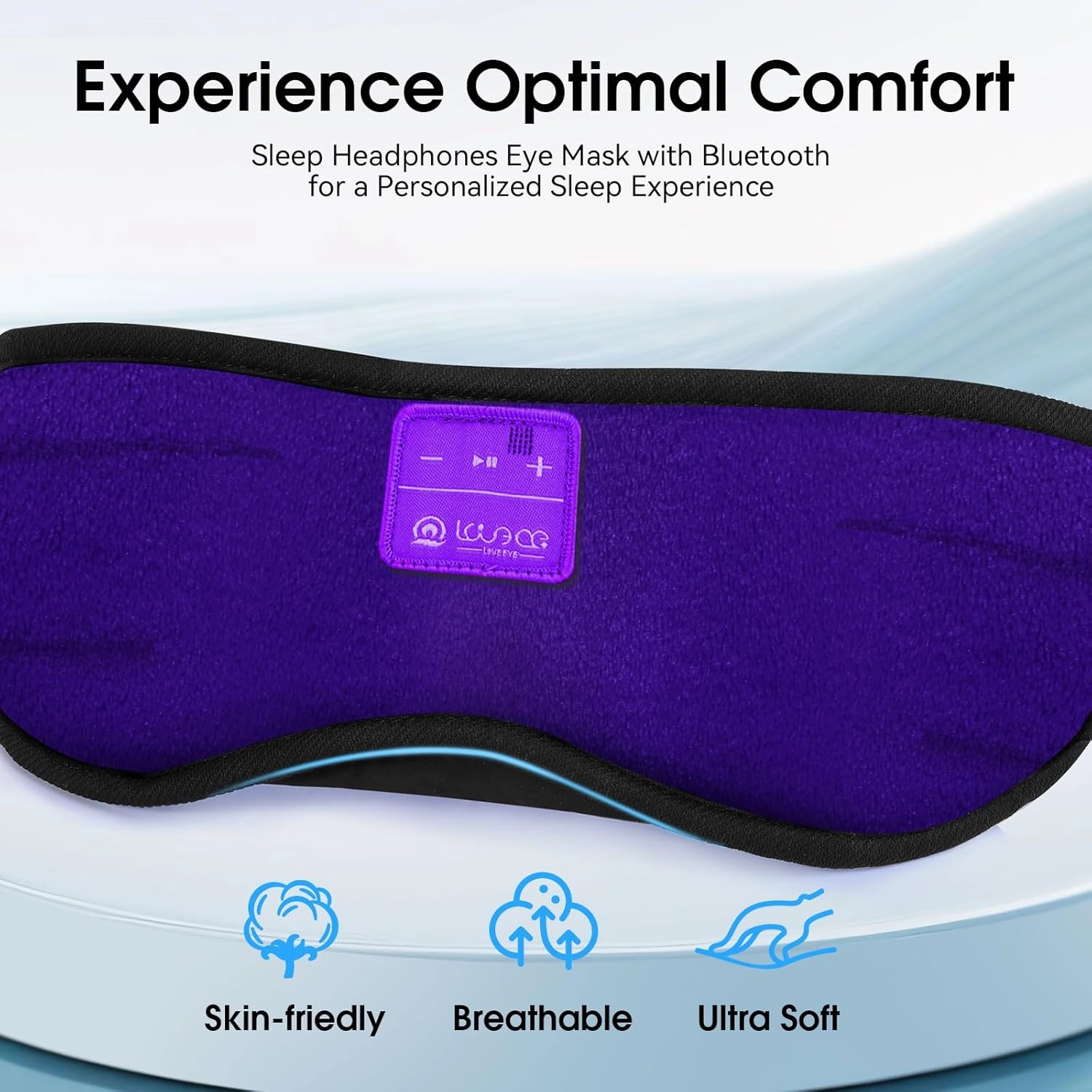 LOVE EYE Sleep Headphones Bluetooth 5.4 Sleeping Eye Mask Wireless Music Earphones with HD Speakers for Side Sleepers Total Blackout Cotton Mask for Travel, Home, Office, Unique Gifts