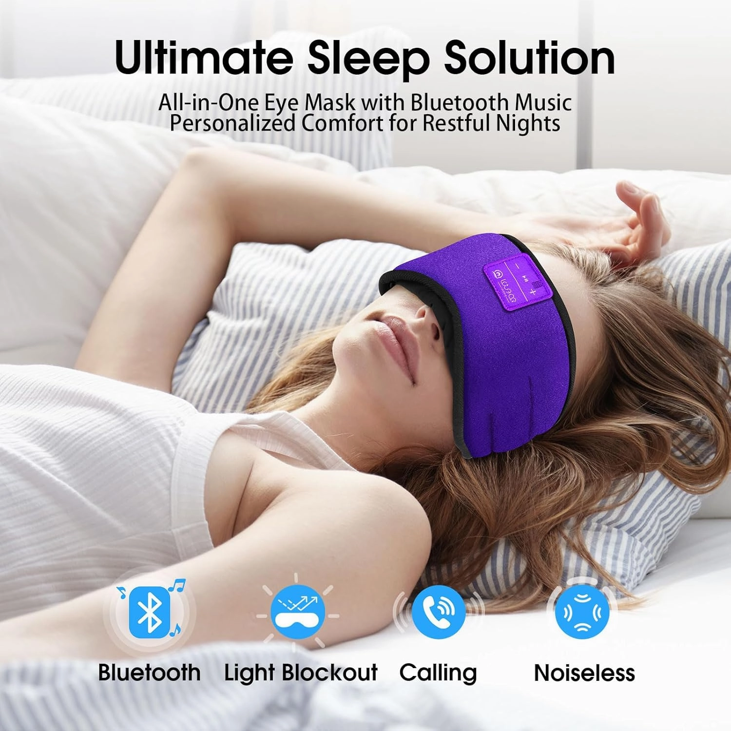 LOVE EYE Sleep Headphones Bluetooth 5.4 Sleeping Eye Mask Wireless Music Earphones with HD Speakers for Side Sleepers Total Blackout Cotton Mask for Travel, Home, Office, Unique Gifts