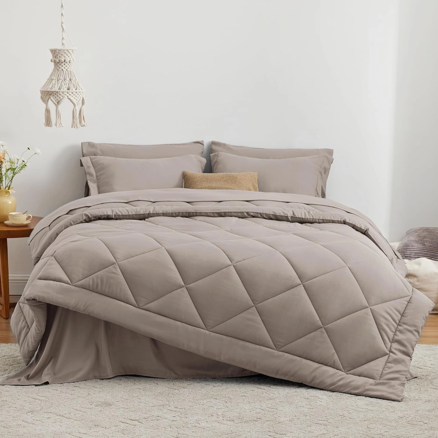 Love's cabin Twin Comforter Set Burlwood, 5 Pieces Twin Bed in a Bag, All Season Bedding Sets with 1 Comforter, 1 Flat Sheet, 1 Fitted Sheet, 1 Pillowcase and 1 Pillow Sham