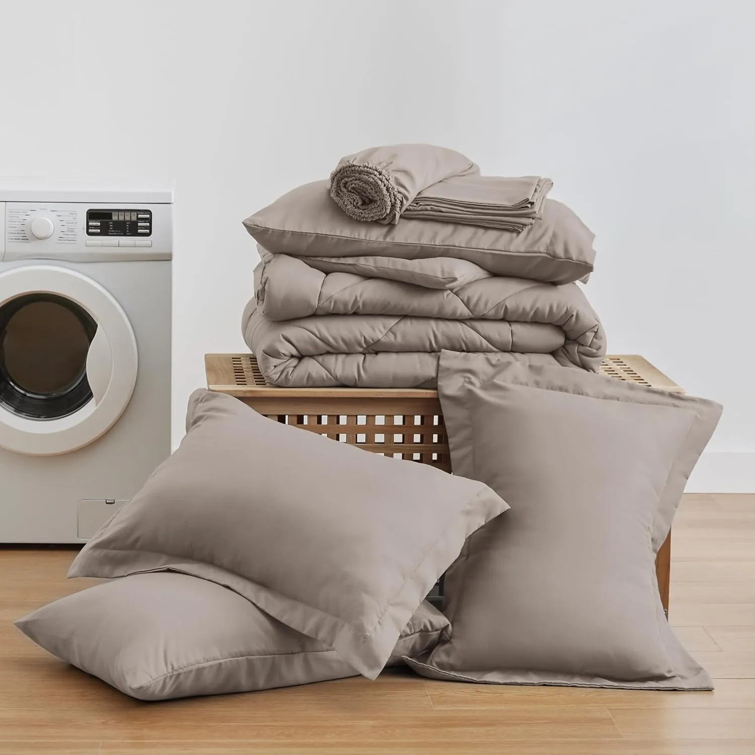 Love's cabin Full Comforter Set Burlwood, 7 Pieces Full Bed in a Bag, All Season Bedding Sets with 1 Comforter, 1 Flat Sheet, 1 Fitted Sheet, 2 Pillowcase and 2 Pillow Sham