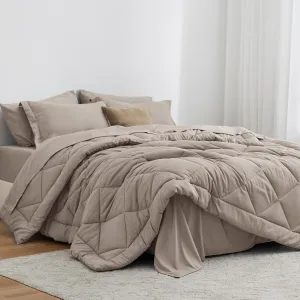 Love's cabin Full Comforter Set Burlwood, 7 Pieces Full Bed in a Bag, All Season Bedding Sets with 1 Comforter, 1 Flat Sheet, 1 Fitted Sheet, 2 Pillowcase and 2 Pillow Sham
