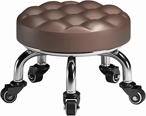Low Rolling Stool Roller Short Stools Universal Swivel Caster Stools, 8.6 Inch Height for Malls, Home, Daily Party, Studios, Nail Salon, Spa, Pedicure,Brown