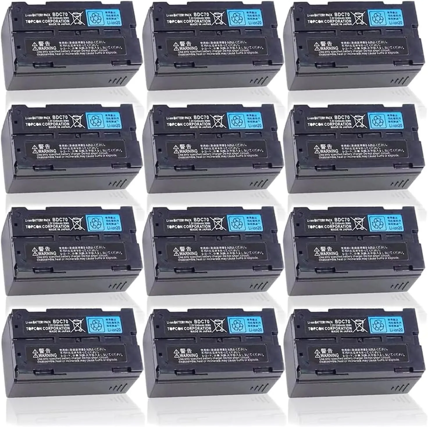<12 Pack> 7.2V 5240mAh BDC70 Battery for Top-con BDC70 Li-ion Battery for Top-con, Sokkia Total Stations