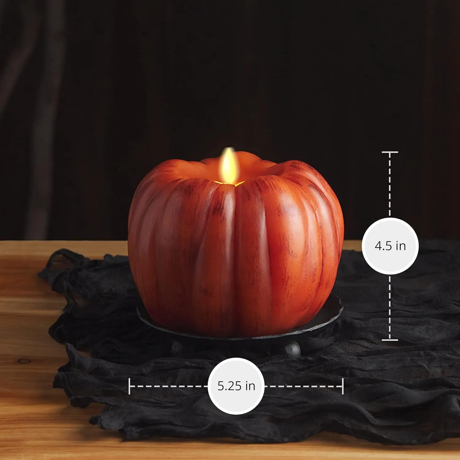 Luminara - Flameless Halloween LED Candle Battery Operated Moving Flame - Antique Orange Pumpkin - Pack of 1-5 x 4.5 - Unscented Indoor Use