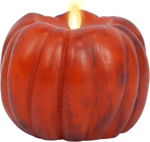 Luminara - Flameless Halloween LED Candle Battery Operated Moving Flame - Antique Orange Pumpkin - Pack of 1-5 x 4.5 - Unscented Indoor Use