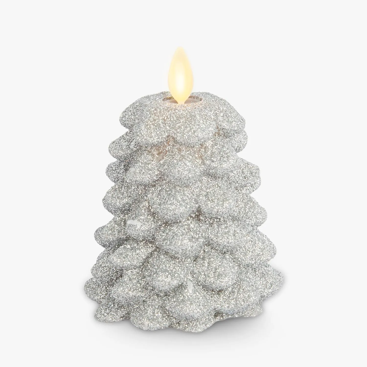 Luminara Glitter Flameless Candle North Tree (Silver, 3.3" x 4.3")