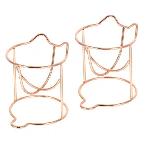 Lurrose 2pcs Creative Cat Ear Beauty Sponge Holders Stainless Steel Cute Animal Ear Puff Storage Rack Egg Powder Puff Display Stand for Storage Drying Cosmetic Sponge Egg Rose Gold