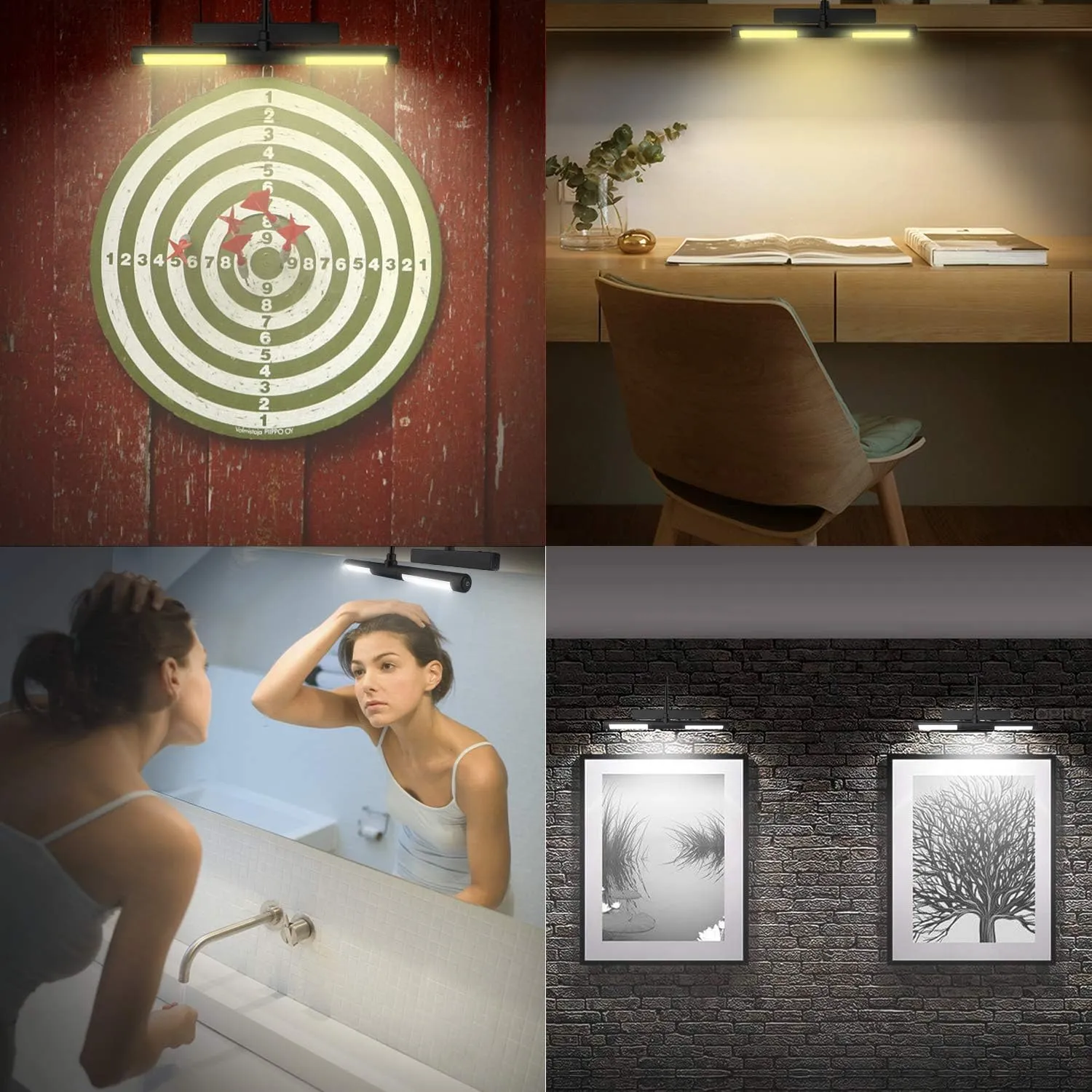 LUXSWAY Picture Lights for Paintings,Rechargeable Battery Wireless Art Light with Remote Control,Dimmable and Timer Off Display Lights with Rotatable Light Tube for Portrait,Dart Board,Gallery