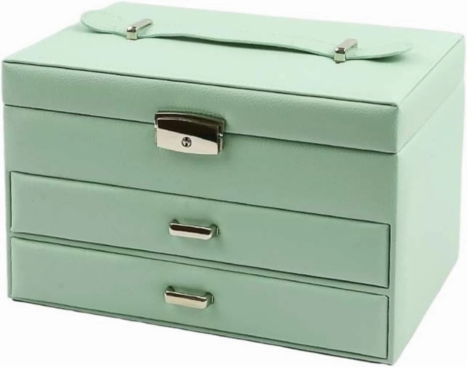 Luxury Leather Jewelry Box, 3-Layer Storage Organizer for Earrings, Rings, Necklaces, Watches – Elegant Gift Box for Women and Girls
