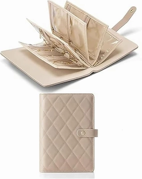 Luxury Leather Portable Jewelry Storage Book, Travel Jewelry Organizer Case with 5 Clear Zipper Velvet Bags for Travel Essentials, Ring, Earring, Gifts