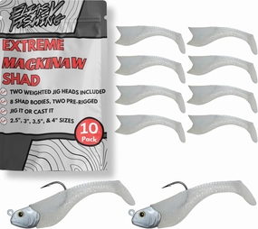Mackinaw Shad Pre Rigged Swimbait, Paddle Tail Swim Baits, Ready to Fish Soft Plastic Swimbaits, Swim Baits for Bass Fishing, Saltwater Fishing Lures and Freshwater Fishing Lures
