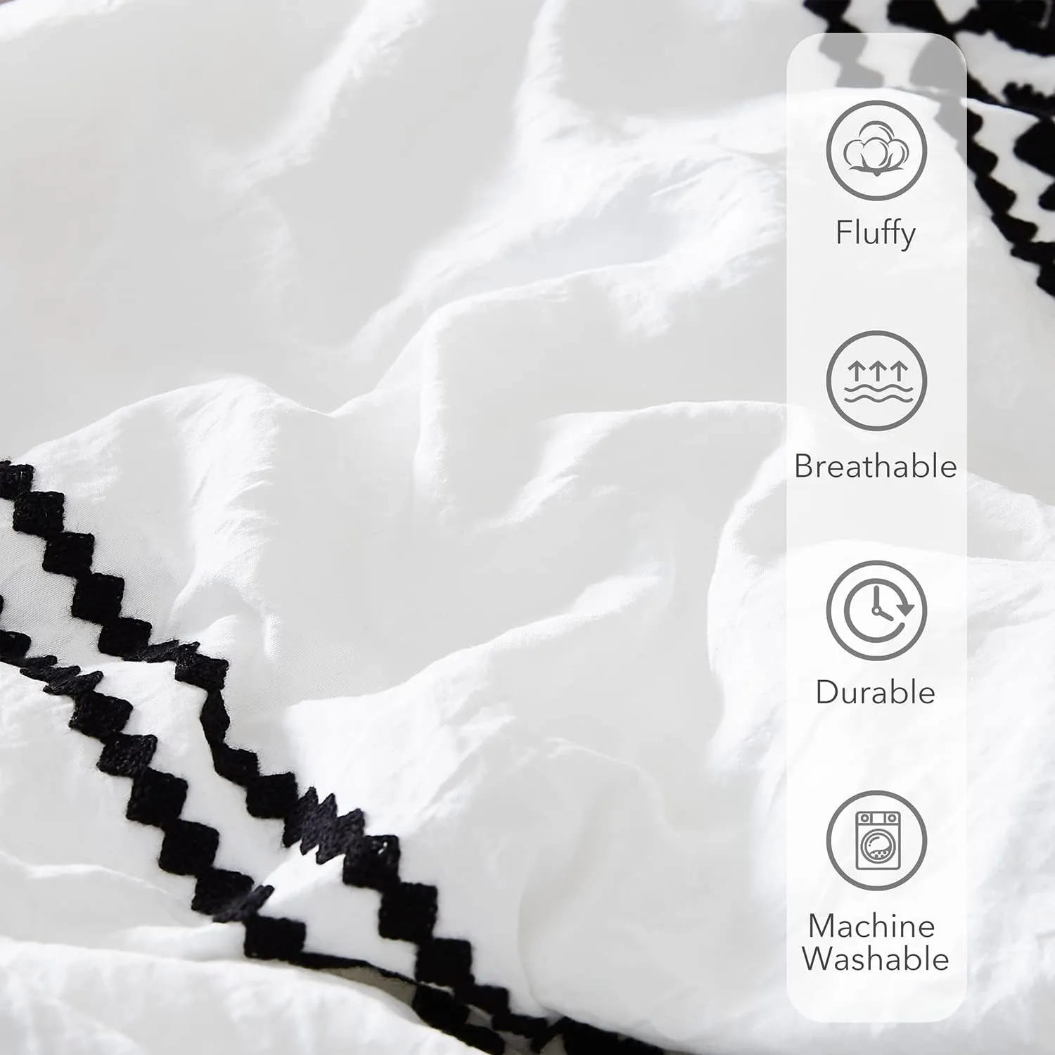 MAIREVE Embroidery Comforter Set Queen Size - 7 Piece, White Boho Western Bedding All Season Bed in A Bag, Farmhouse Queen Comforter Set with Sheets, Pillowcases & Shams