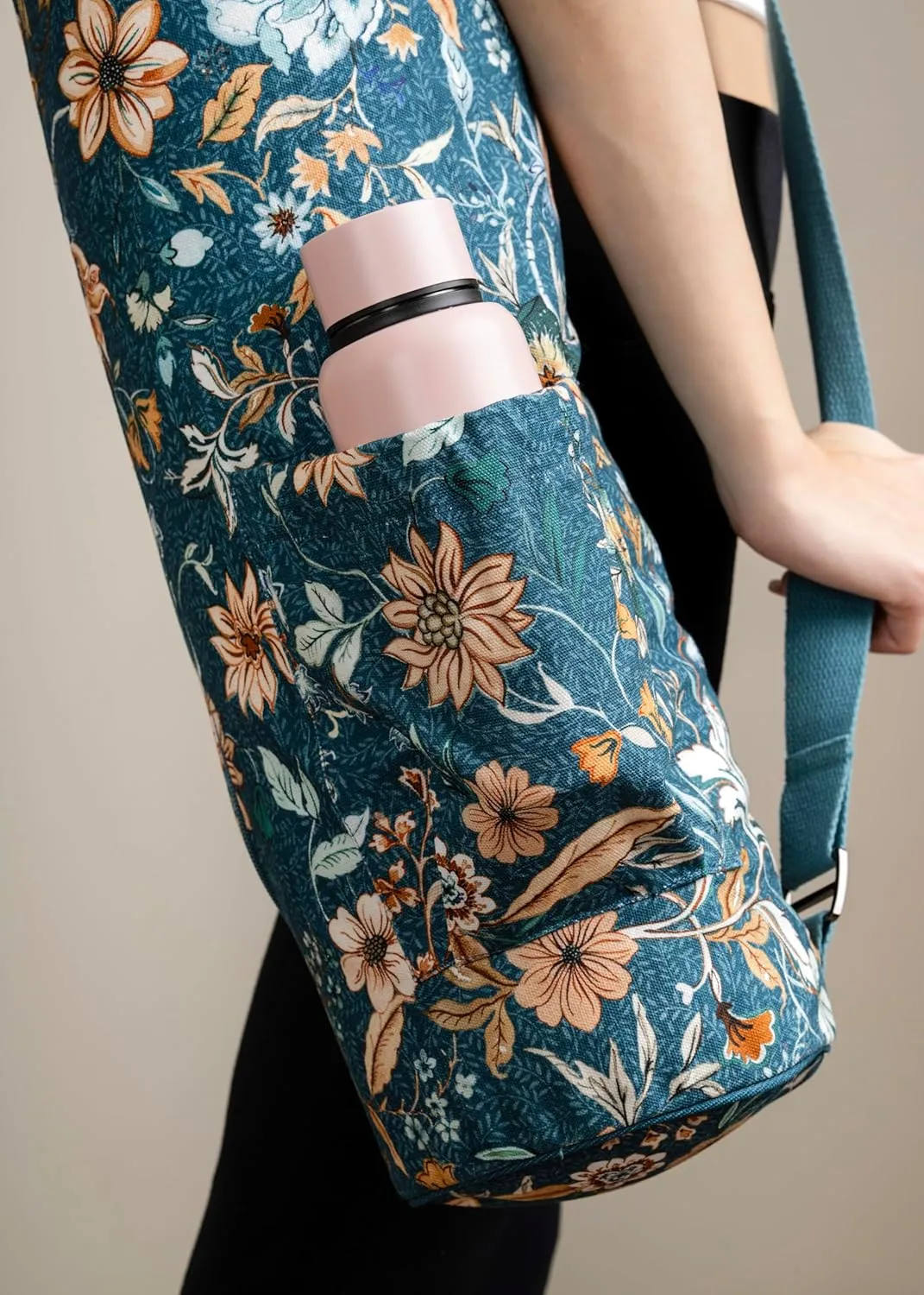 Maison d'Hermine Yoga Mat bag, Cylindrical bag for Woman&Men, yoga mat Bag &Adjustable shoulder straps Yoga Mat Carrier Bag with Drawstring Water Bottle Pocket and zipper pocket
