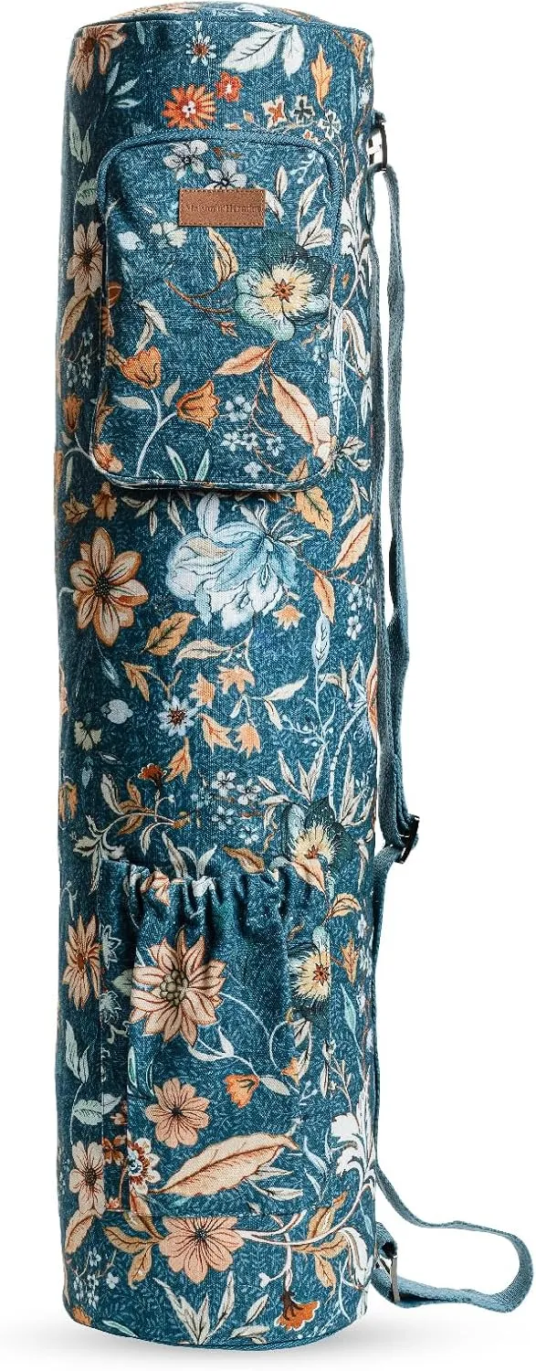 Maison d'Hermine Yoga Mat bag, Cylindrical bag for Woman&Men, yoga mat Bag &Adjustable shoulder straps Yoga Mat Carrier Bag with Drawstring Water Bottle Pocket and zipper pocket