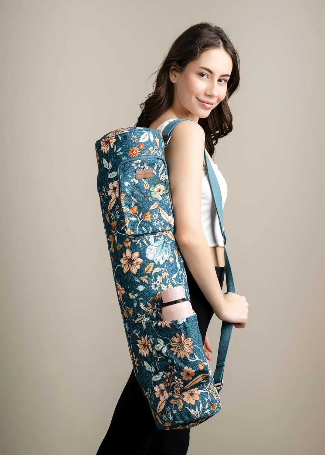 Maison d'Hermine Yoga Mat bag, Cylindrical bag for Woman&Men, yoga mat Bag &Adjustable shoulder straps Yoga Mat Carrier Bag with Drawstring Water Bottle Pocket and zipper pocket