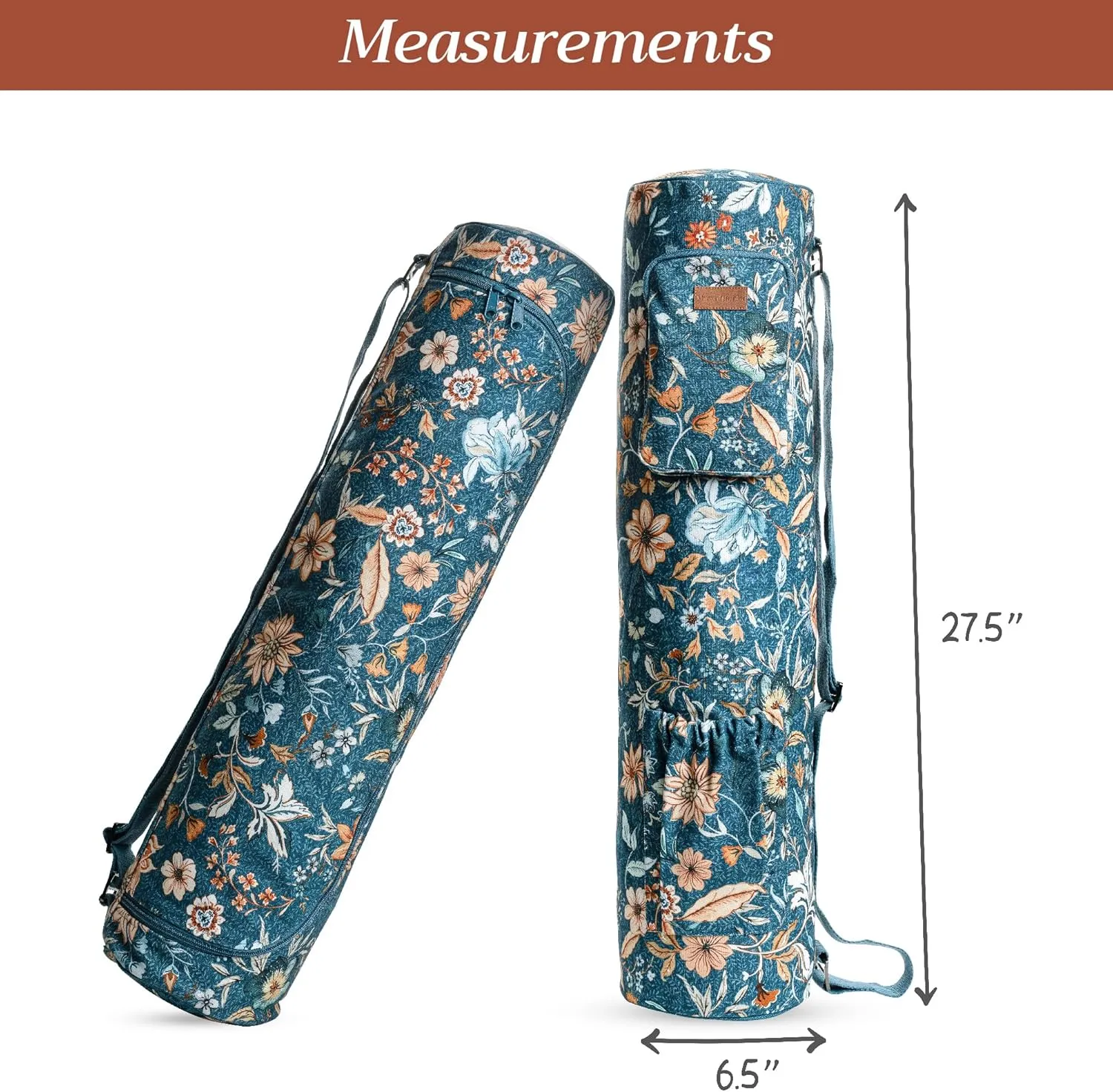 Maison d'Hermine Yoga Mat bag, Cylindrical bag for Woman&Men, yoga mat Bag &Adjustable shoulder straps Yoga Mat Carrier Bag with Drawstring Water Bottle Pocket and zipper pocket