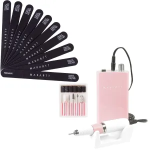 Makartt Nail File 100 180 Grit Emery Boards for Nails Bundle with Rechargeable Nail Drill 30000RPM Portable Electric E File Malory Acrylic Nail Gel Polish Remover Machine with Drill Bits Set