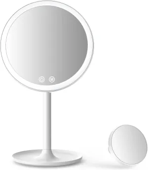 Make up Mirror with Lights, 1X/10X Magnifying Vanity Mirror with 46 LED Lights, 3 Lighting Modes, Brightness Adjustable and Rechargeable Personal Compact Travel Makeup Mirrors