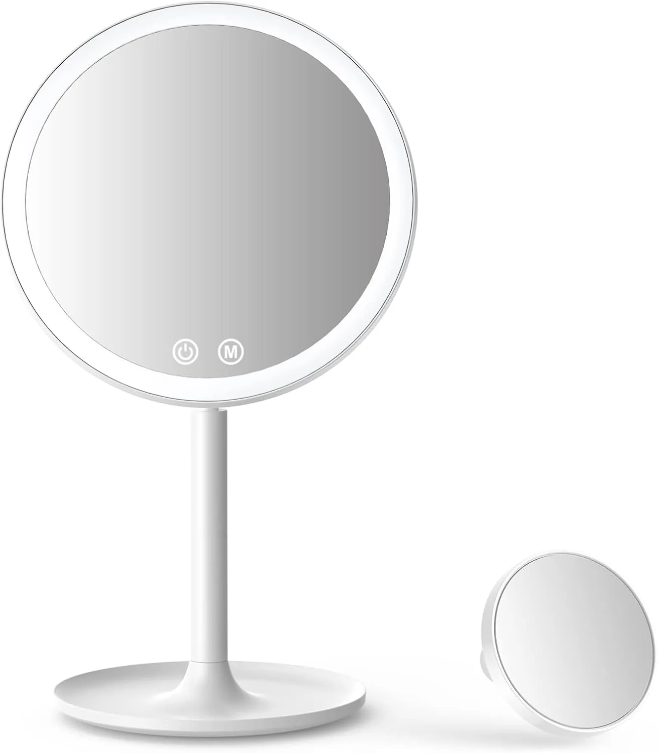 Make up Mirror with Lights, 1X/10X Magnifying Vanity Mirror with 46 LED Lights, 3 Lighting Modes, Brightness Adjustable and Rechargeable Personal Compact Travel Makeup Mirrors