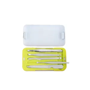 Manicures, Pedicure Kits, Nail Clippers, Ladies Personal Care Mini Portable Built in Nail File Style Nail Clipper Green 9 Pieces Pack Professional Grooming Kits (Color : Green)