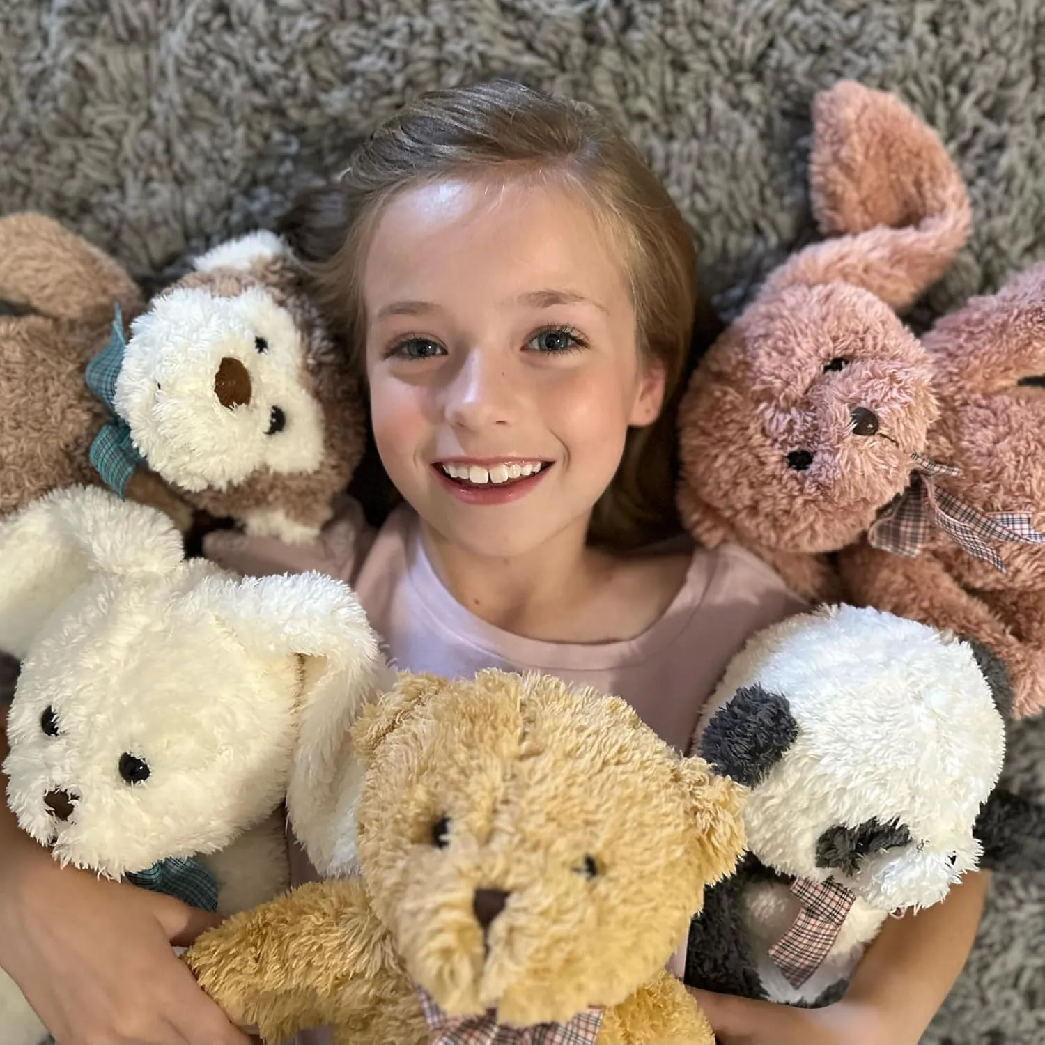 MaoGoLan 13 inch Stuffed Animals Bulk Soft Teddy Bear Plush Toys Set for Kids Teens Girls - Brown Bear, Floppy Bunnies, Monkey, Panda - Baby Shower Decorations, Christmas, Easter Gift, 5 Pack